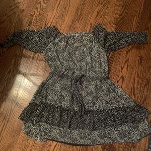 LOFT ruffled dress, navy, XL